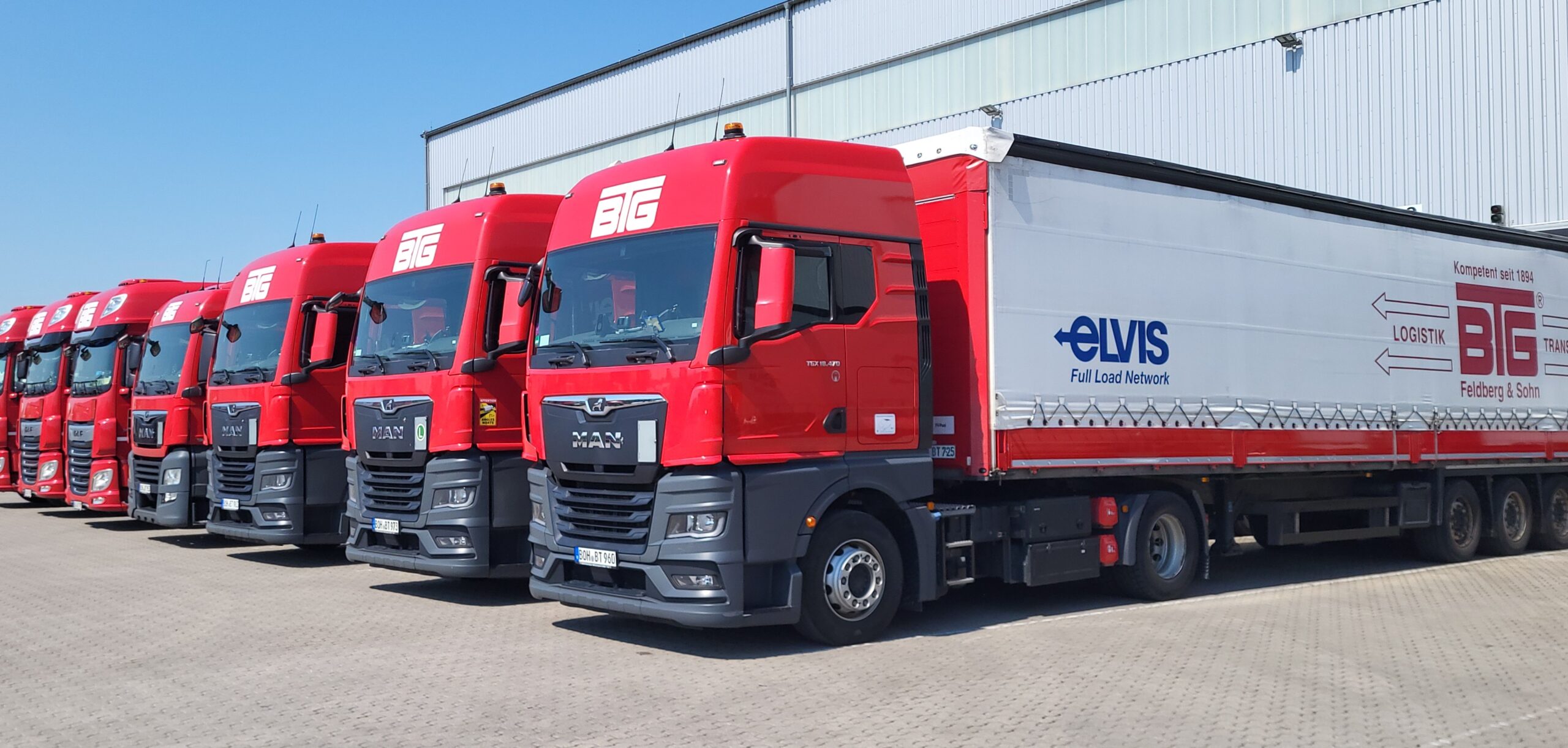 Reihe von LKW´S BTG Feldberg & Sohn in Bocholt